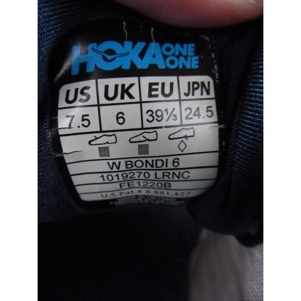 Hoka One One Bondi 6 Womens Size 7.5 Gray Blue Running Shoes Athletic FE1220B